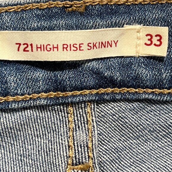 Levis 721 Women's High-Rise Skinny Stretch Blue Denim Jeans Size 16S Raw Hem NWT - Picture 7 of 15